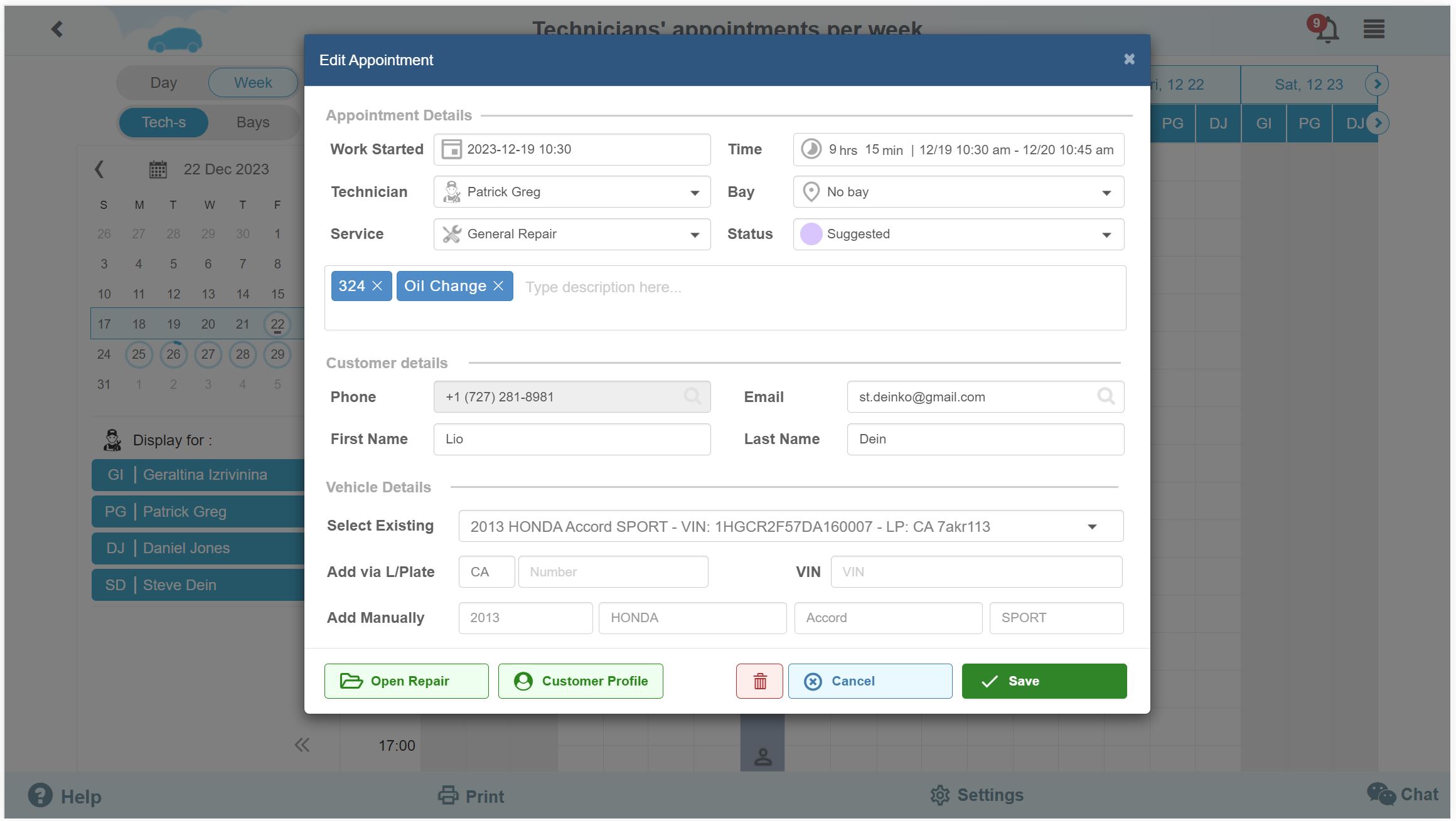 screenshot of AutoRepair Cloud